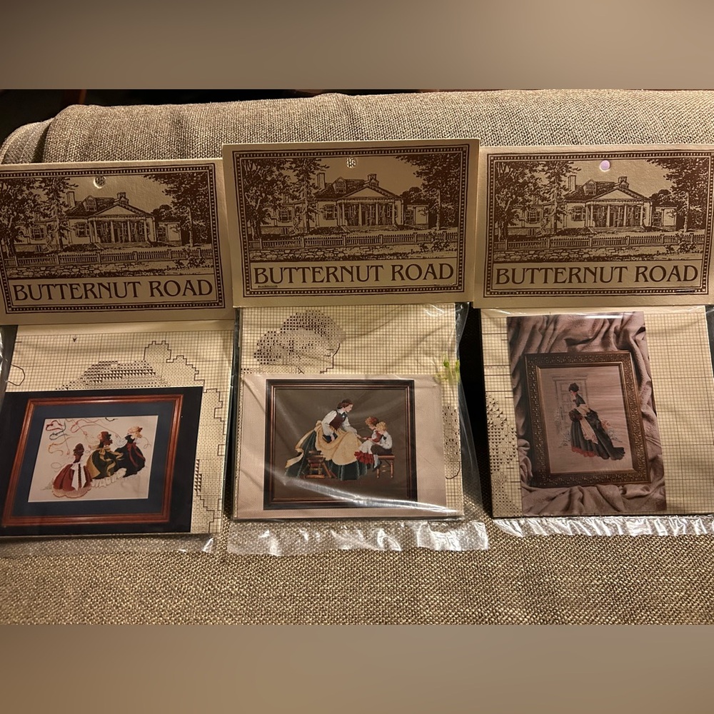 Butternut Road Cross Victorian Theme CrossStitch Patterns, w/color photo. Setof3